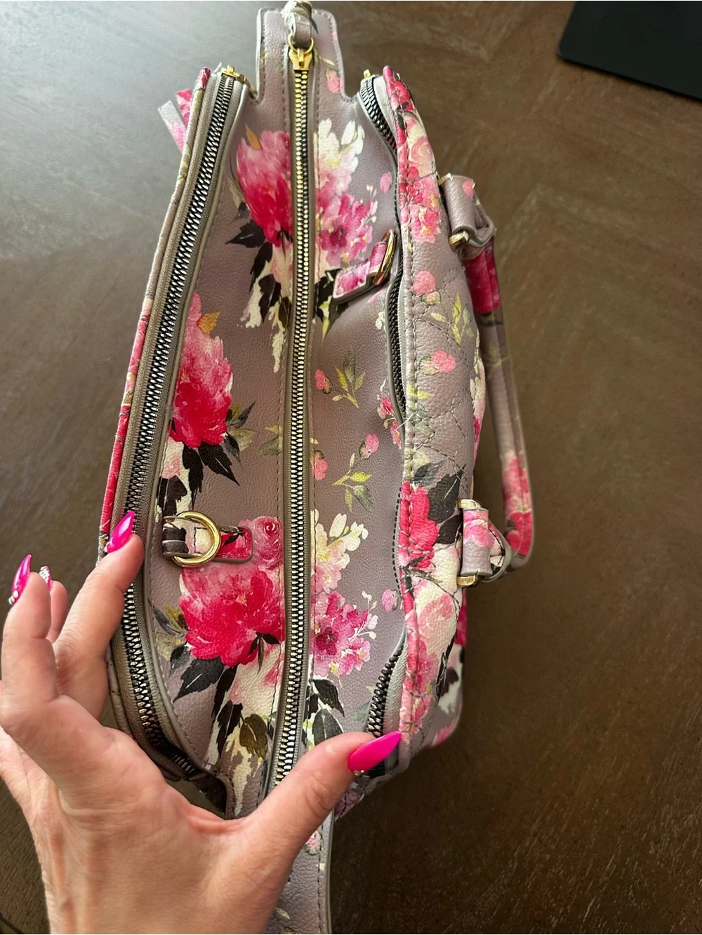 Betsey Johnson quilted floral satchel from her 